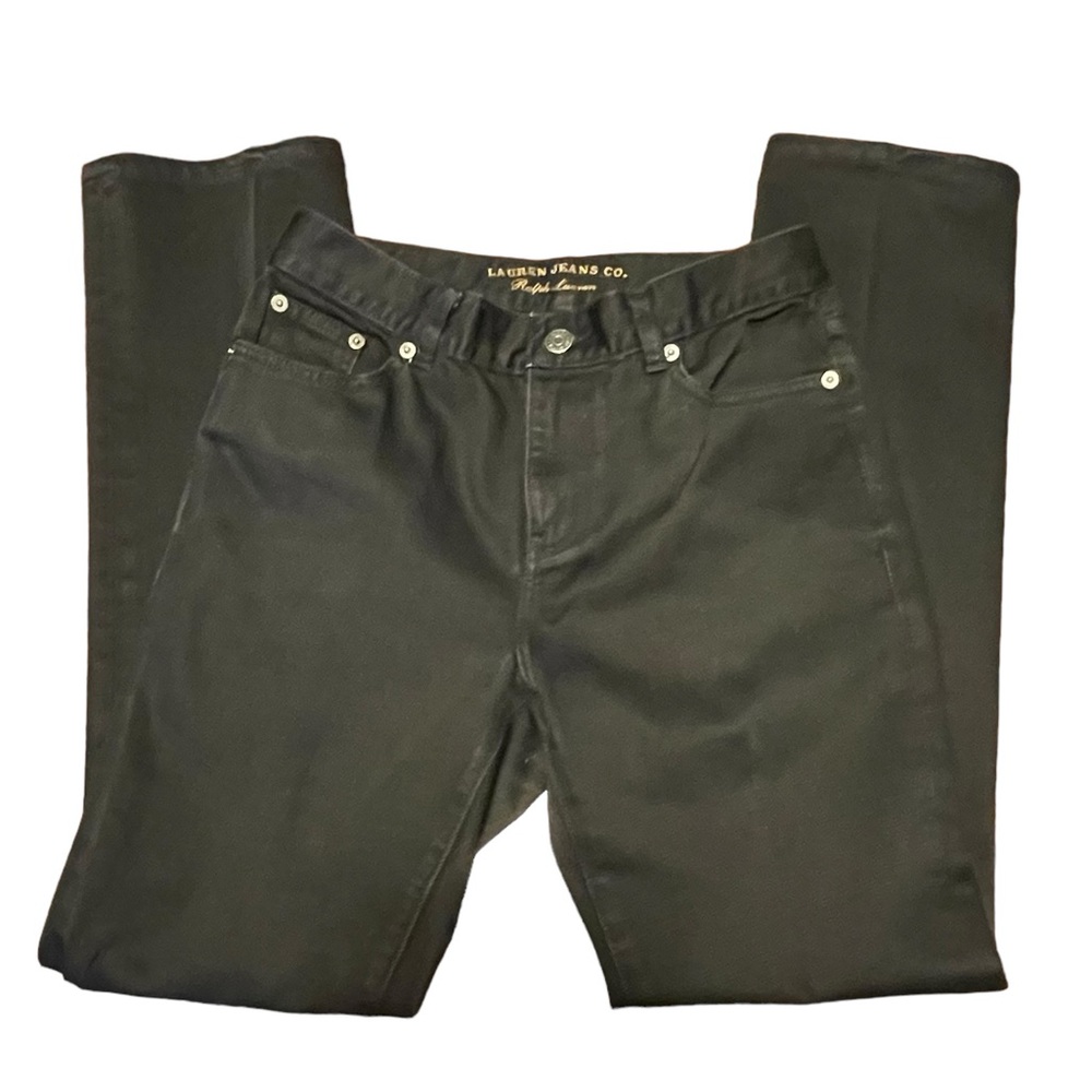 Lauren Jeans Co. womens size 2P black denim straight leg jeans Ralph Lauren